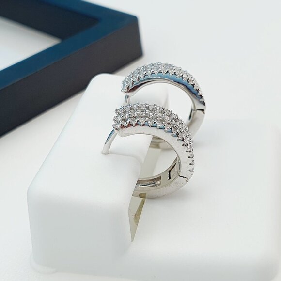 "925 Sterling Silver Cubic Zirconia Earrings, UU1P6A6155 - Picture 8 of 11